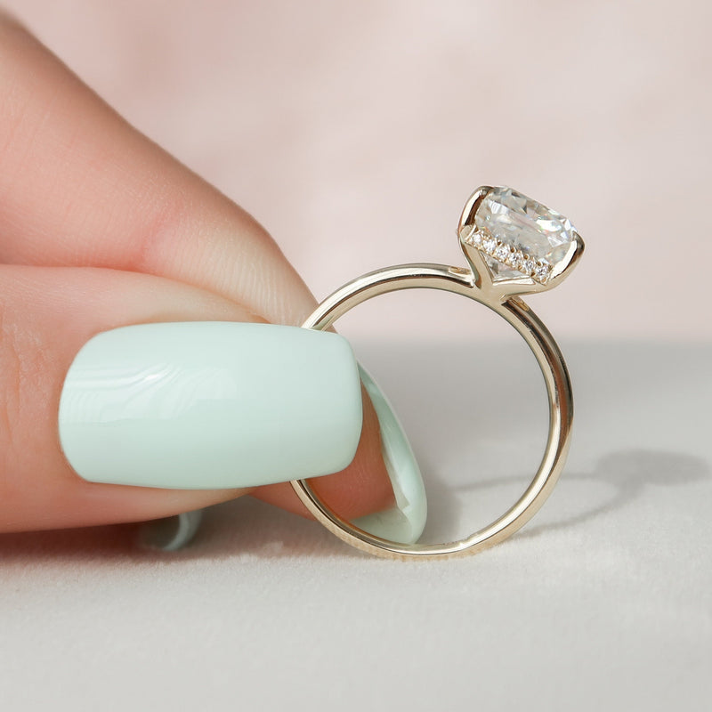 3.50CT Cushion Moissanite Solitaire Hidden Halo Engagement Ring