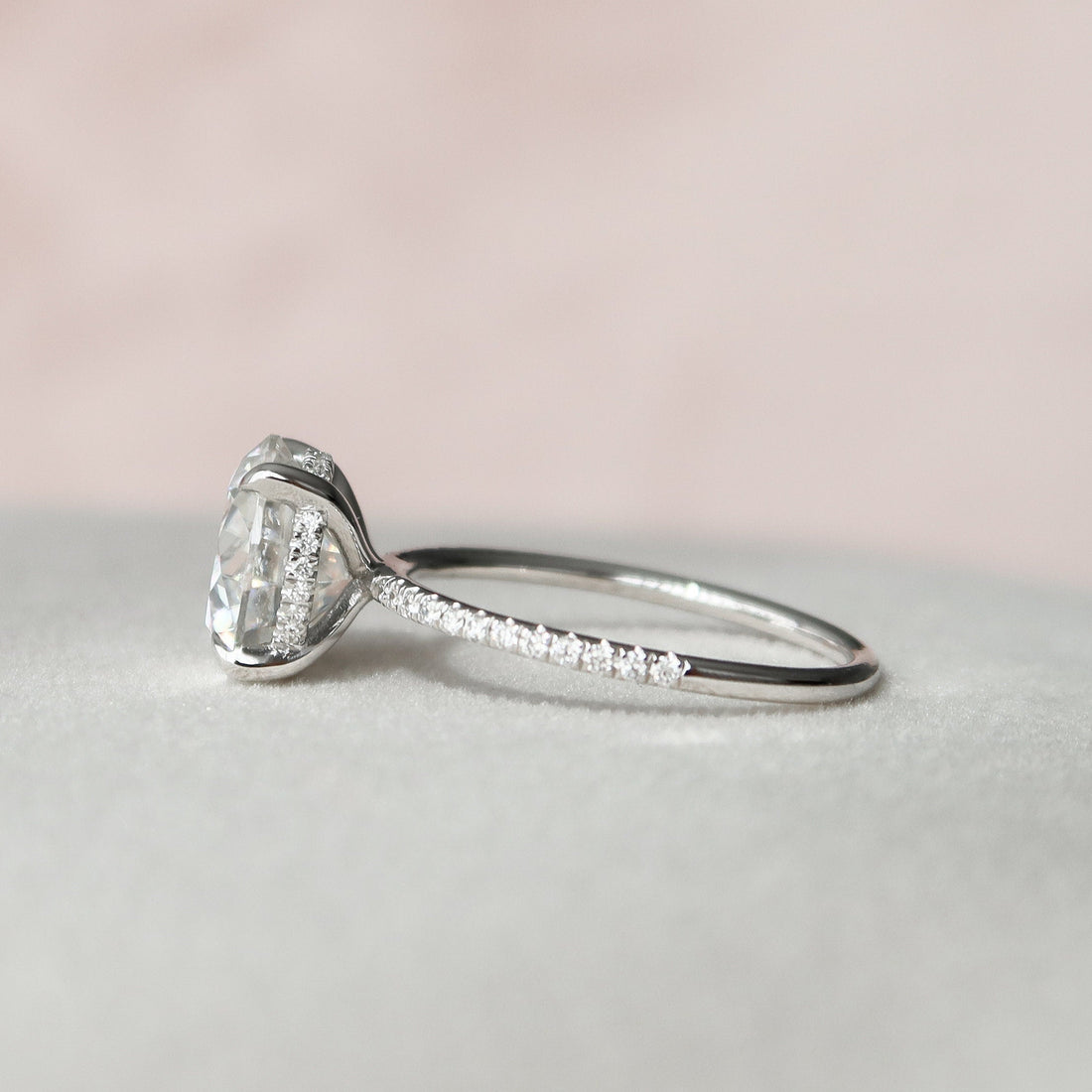3.50CT Round Moissanite Hidden Halo Pave Setting Engagement Ring