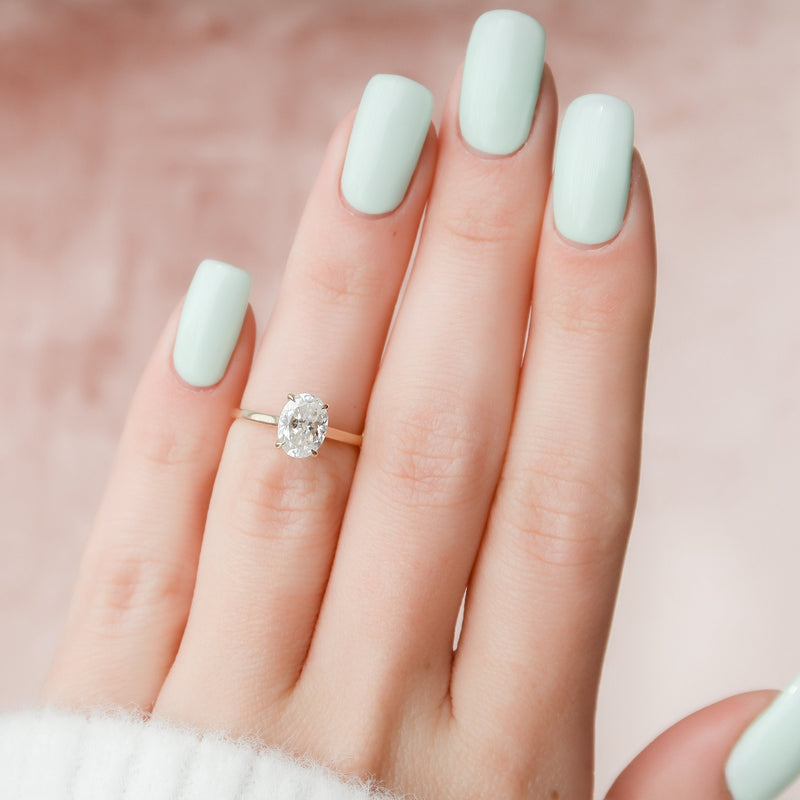 1.5CT Oval Cut Moissanite Hidden Halo Diamond Engagement Ring