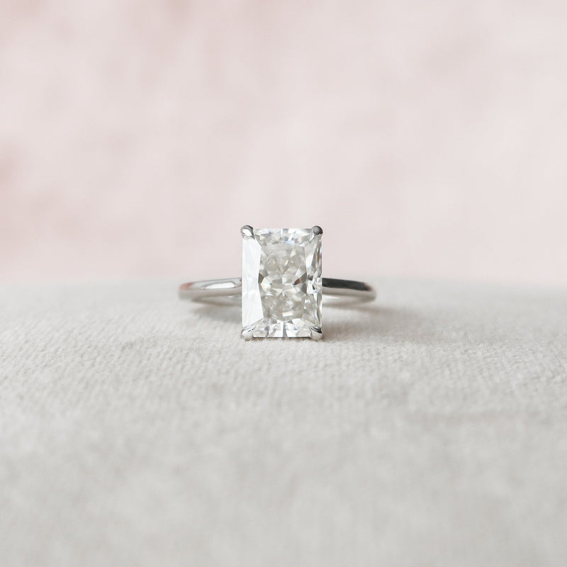 4.12CT Radiant Cut Hidden Halo Moissanite Engagement Ring