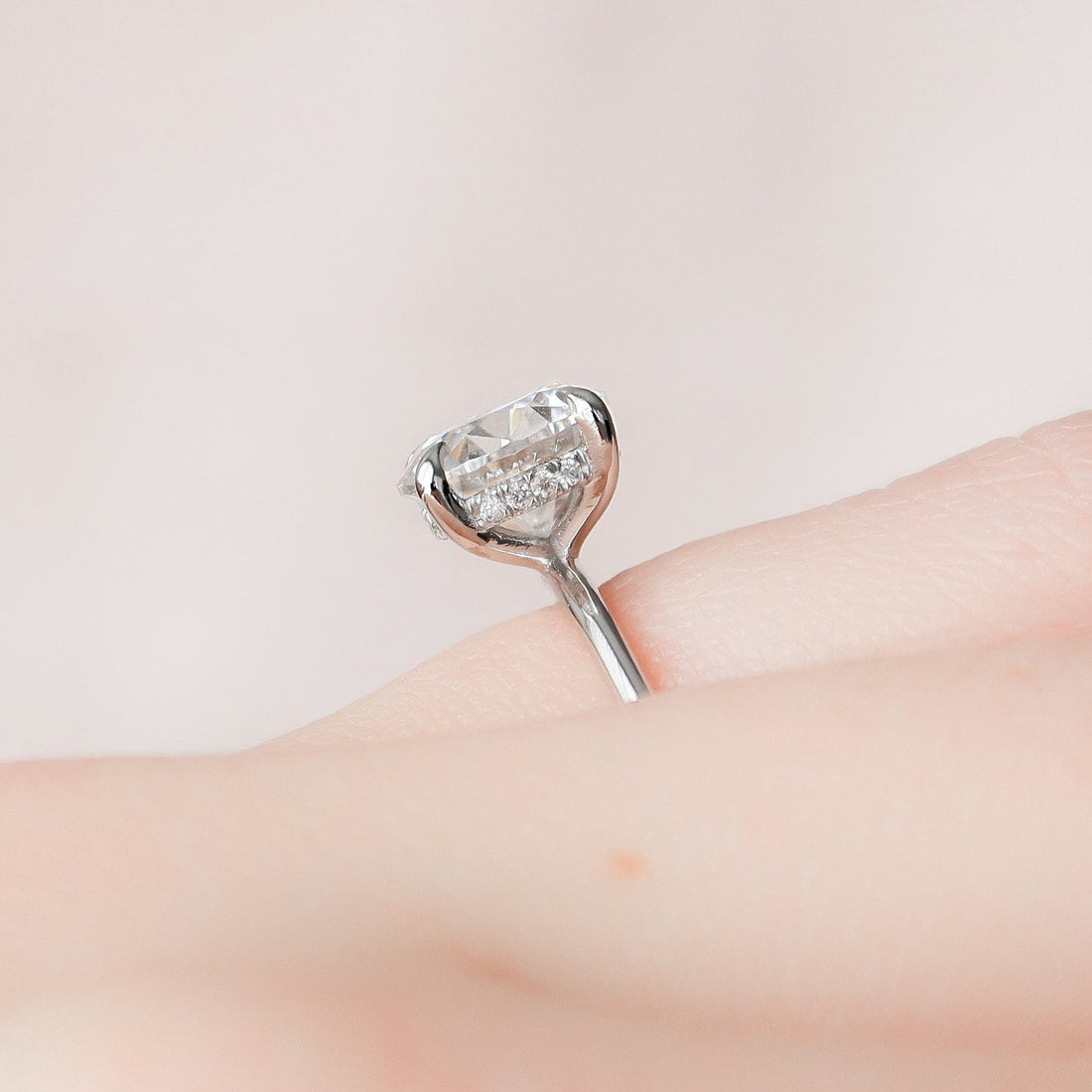 2.12 CT Round Moissanite Solitaire Engagement Ring With Hidden Halo Setting