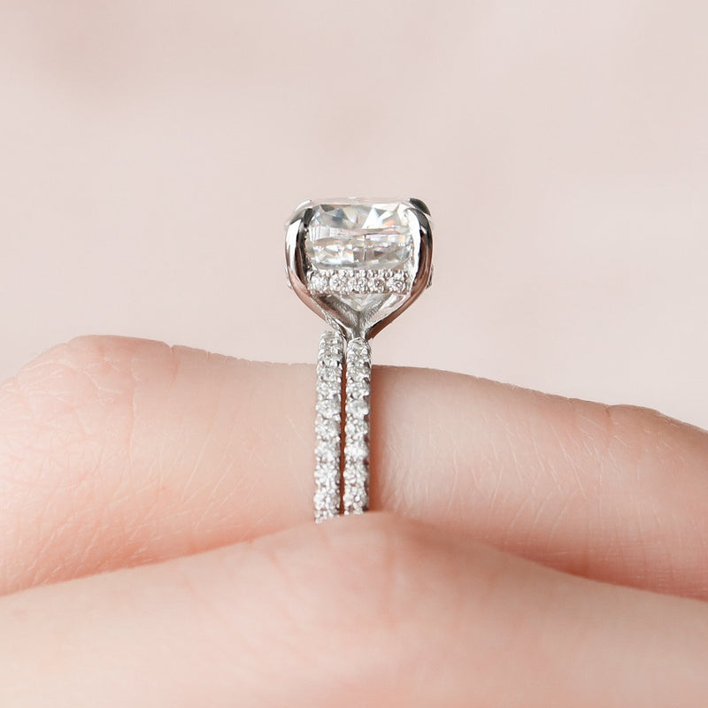 2.50CT Cushion Cut Moissanite Solitaire Bridal Ring Set