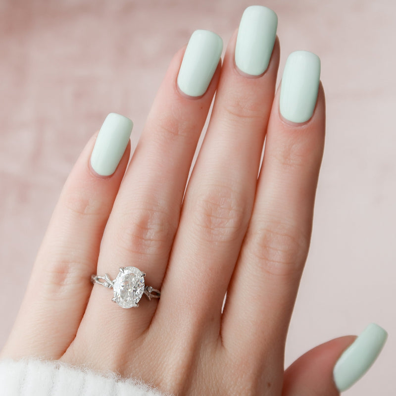 2.0CT Oval Cut Moissanite Twig Style Diamond Engagement Ring