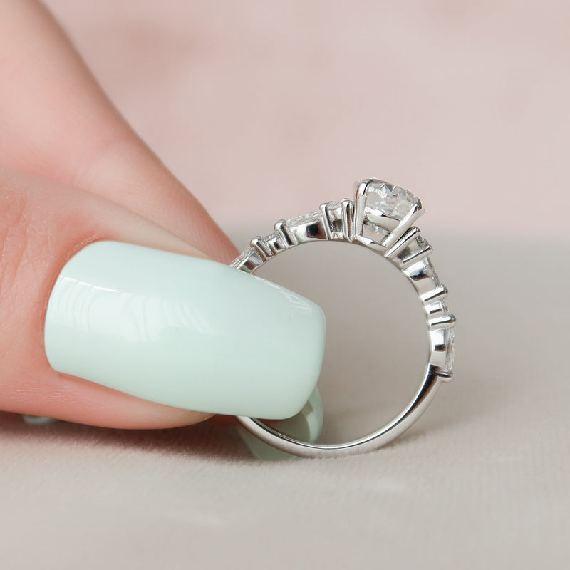 1.50CT Oval Cut Moissanite Cluster Style Engagement Ring