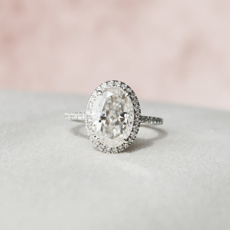 2.50CT Oval Moissanite Halo Pave Setting Engagement Ring