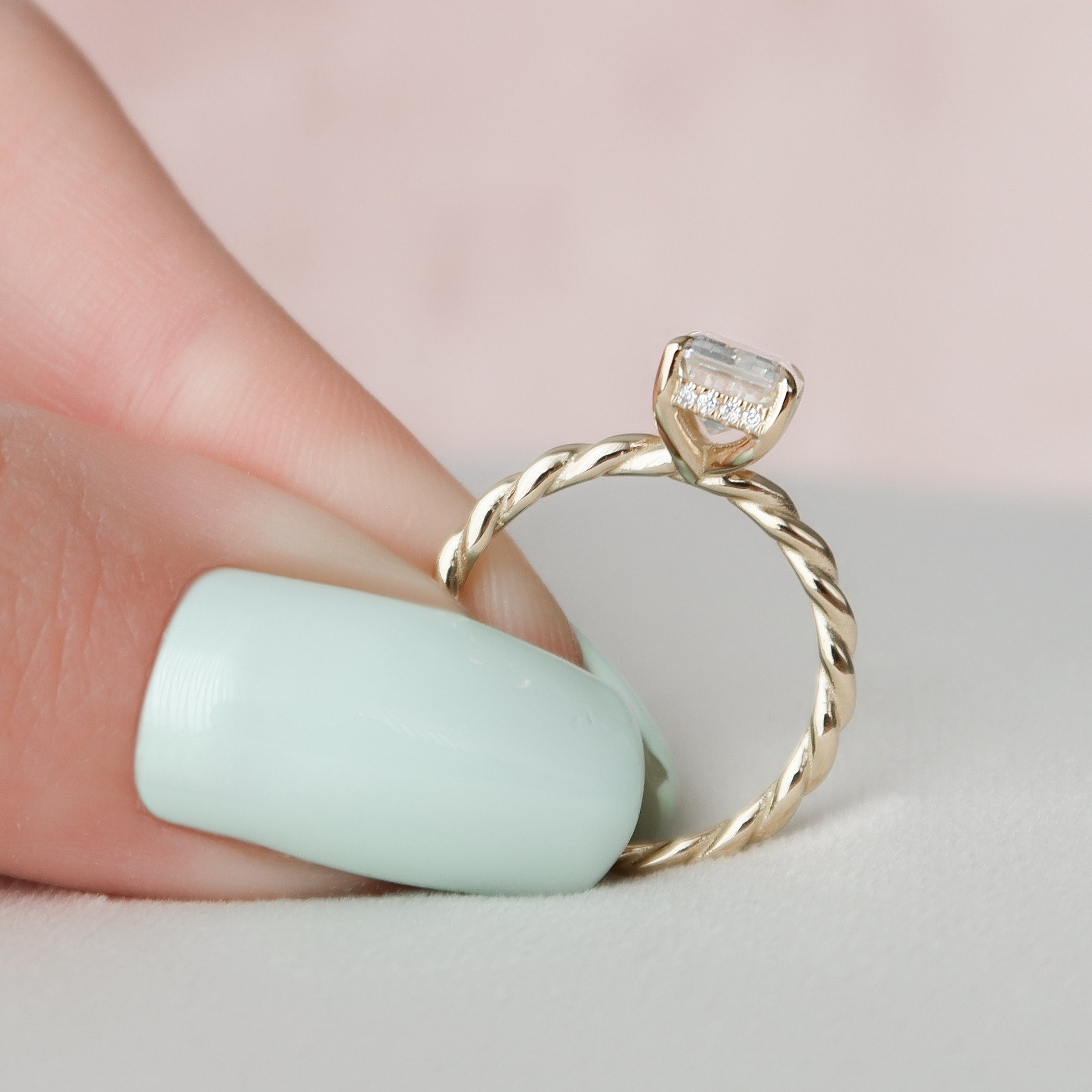 2.057  Moissanite Hidden Halo Engagement Ring