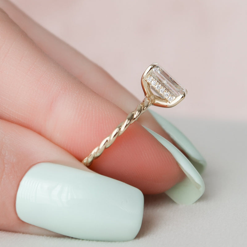 2.057  Moissanite Hidden Halo Engagement Ring