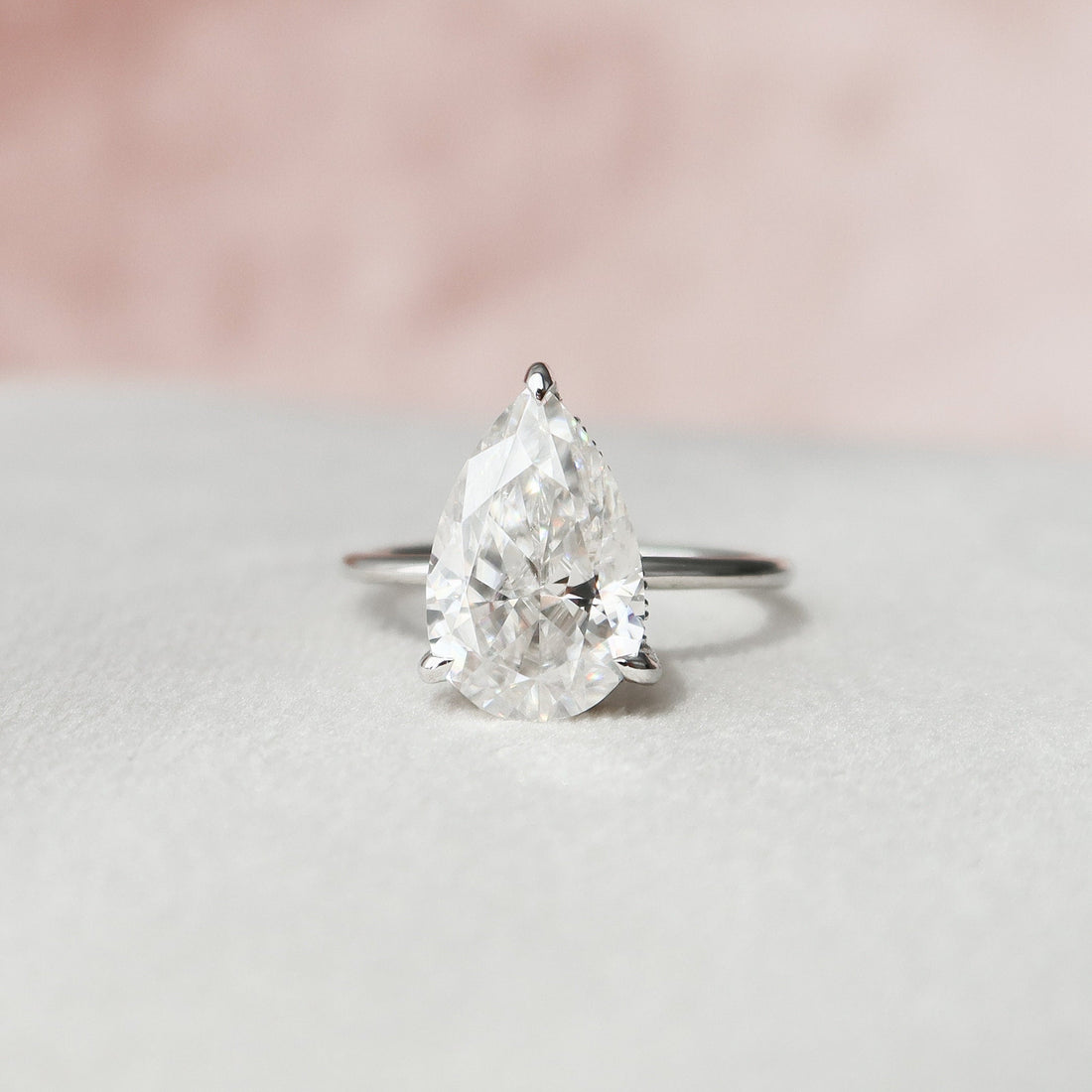 3.0CT Pear Moissanite Solitaire Hidden Halo Engagement Ring