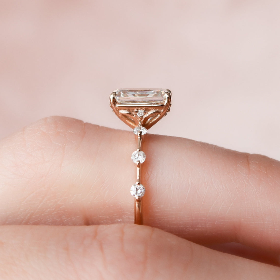 2.20CT Emerald Moissanite Solitaire Dainty Style Diamond Engagement Ring