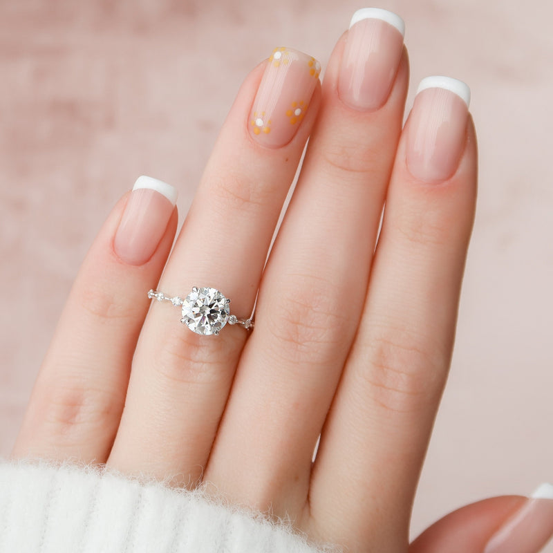 2.0CT Round Moissanite Solitaire Dainty Style Diamond Engagement Ring