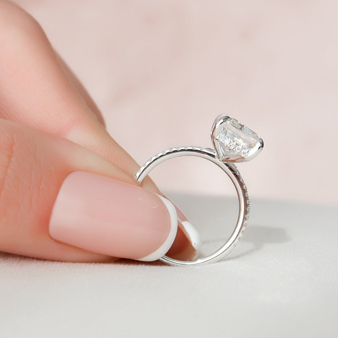 4.50Ð¡T Radiant Moissanite Hidden Halo Pave Setting Engagement Ring