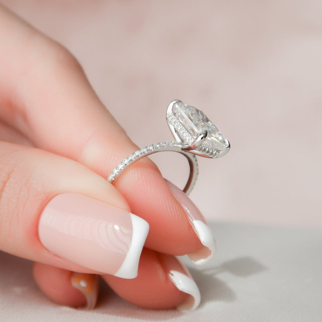 4.50Ð¡T Radiant Moissanite Hidden Halo Pave Setting Engagement Ring