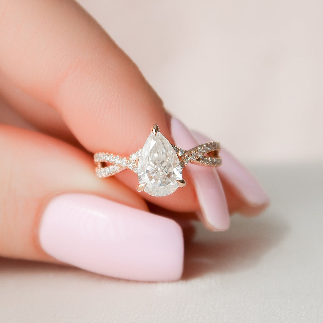 1.44CT Pear Cut Split Shank Moissanite Engagement Diamond Ring