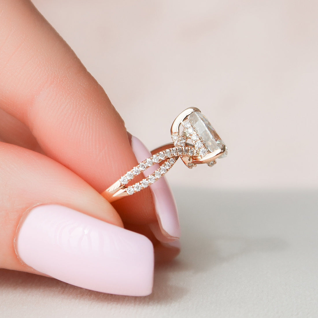 1.44CT Pear Cut Split Shank Moissanite Engagement Diamond Ring