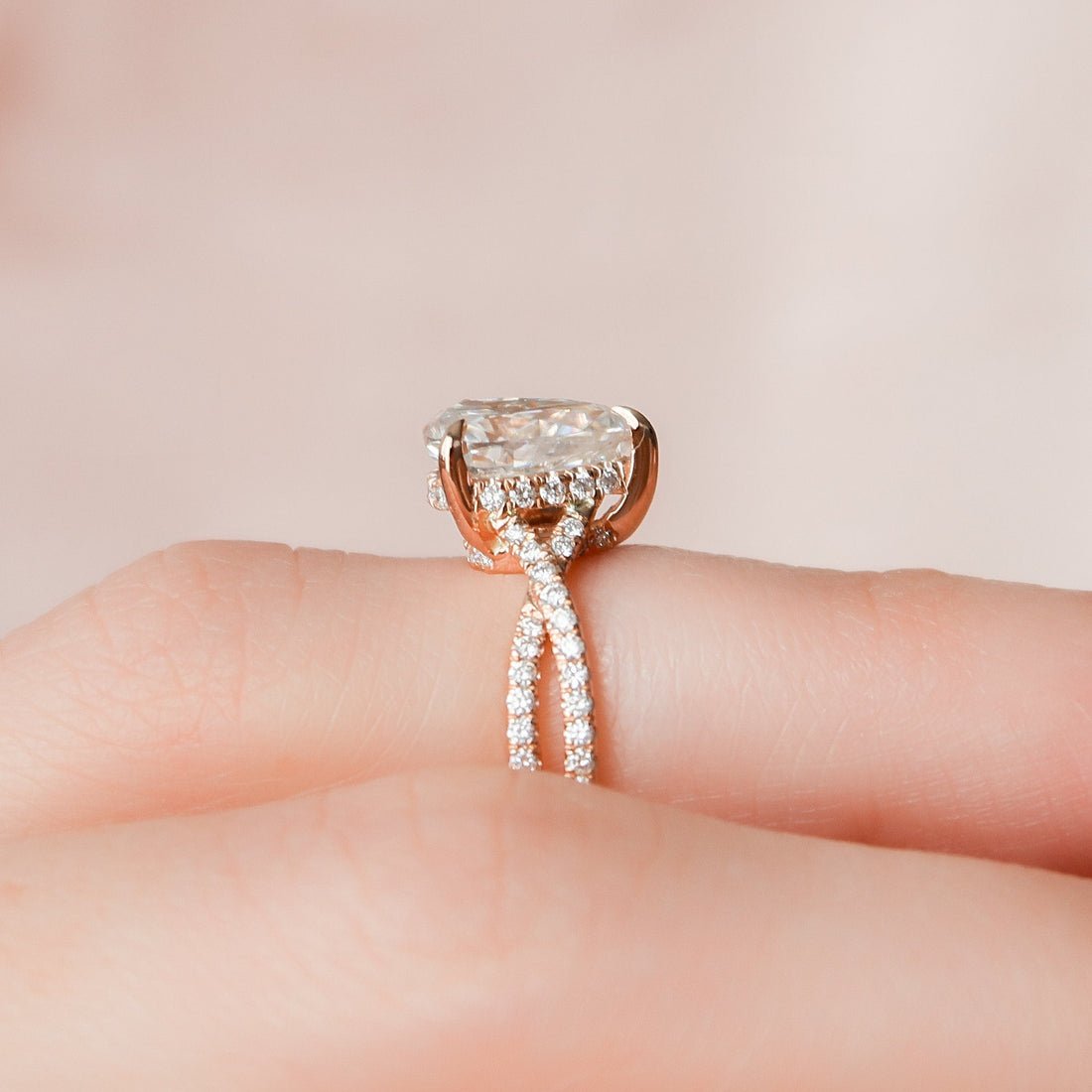 1.44CT Pear Cut Split Shank Moissanite Engagement Diamond Ring