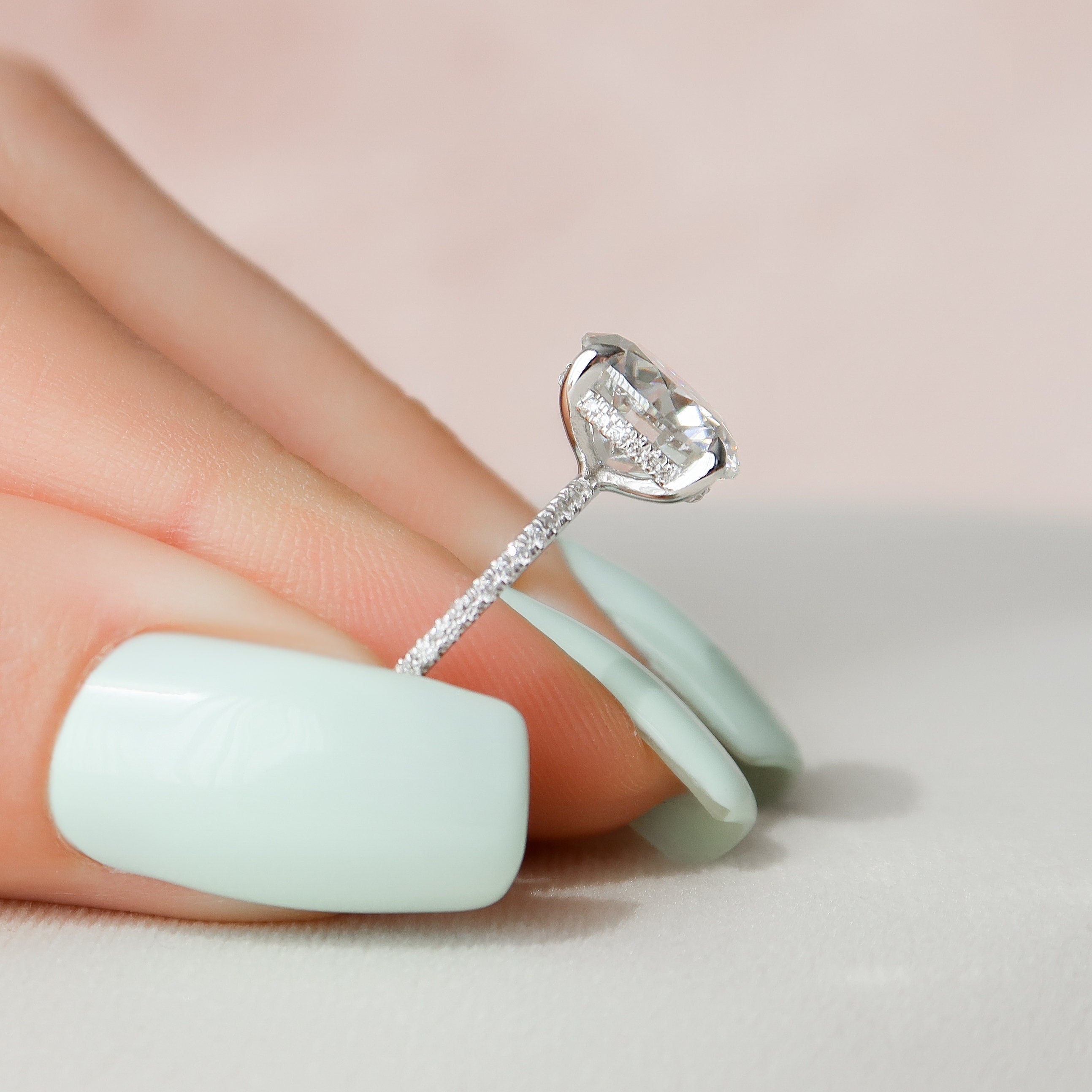 3.50CT Round Moissanite Hidden Halo Pave Setting Engagement Ring