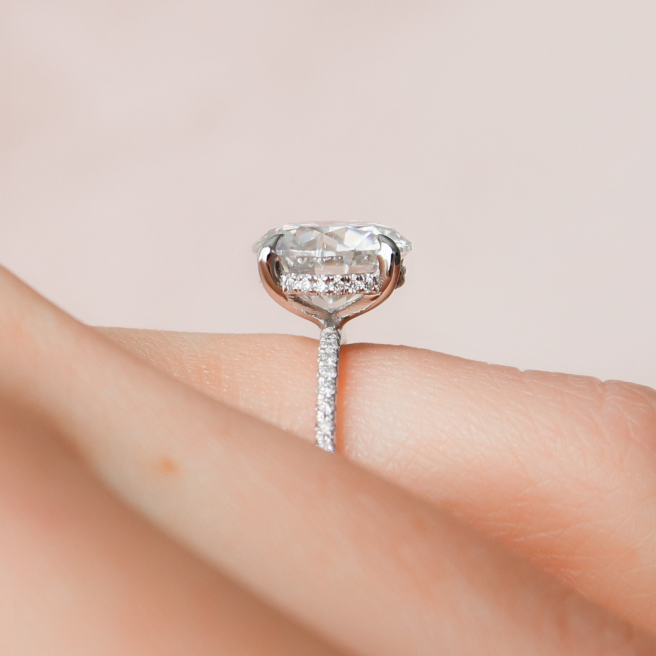 3.50CT Round Moissanite Hidden Halo Pave Setting Engagement Ring