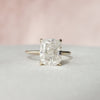 4.50CT Elongated Cushion Moissanite Solitaire Hidden Halo Setting Engagement Ring