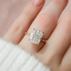 4.50CT Elongated Cushion Moissanite Solitaire Hidden Halo Setting Engagement Ring