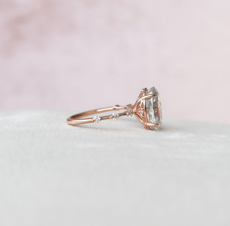 3.50CT Oval Cut Moissanite Dainty Style Bridal Ring Set