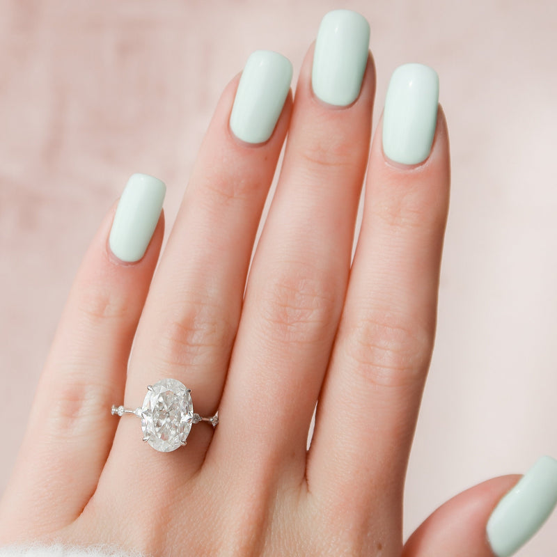 4.50CT Oval Moissanite Solitaire Dainty Style Diamond Engagement Ring