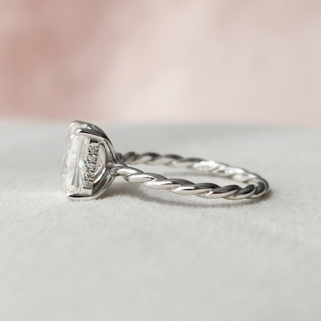 2.50CT Radiant Moissanite Solitaire Twisted Engagement Ring