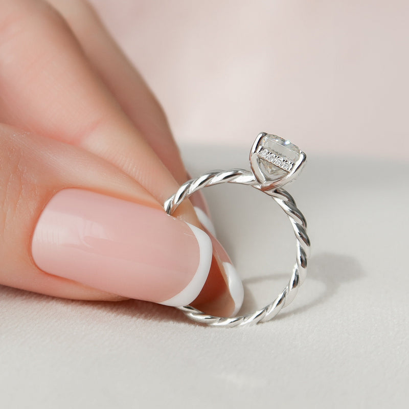 2.50CT Radiant Moissanite Solitaire Twisted Engagement Ring