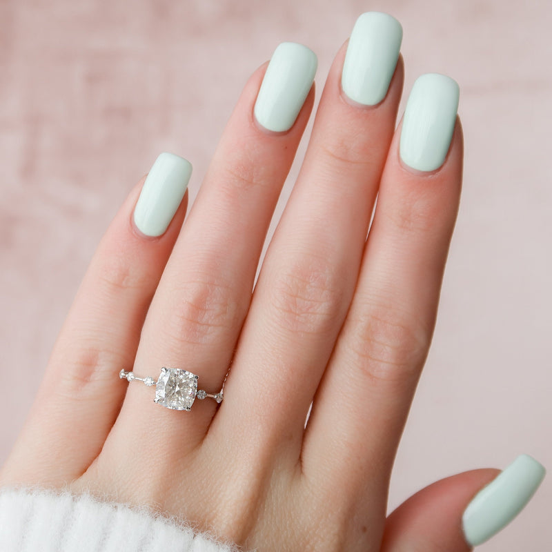 2.20 CT Cushion Moissanite Dainty Style Engagement Ring