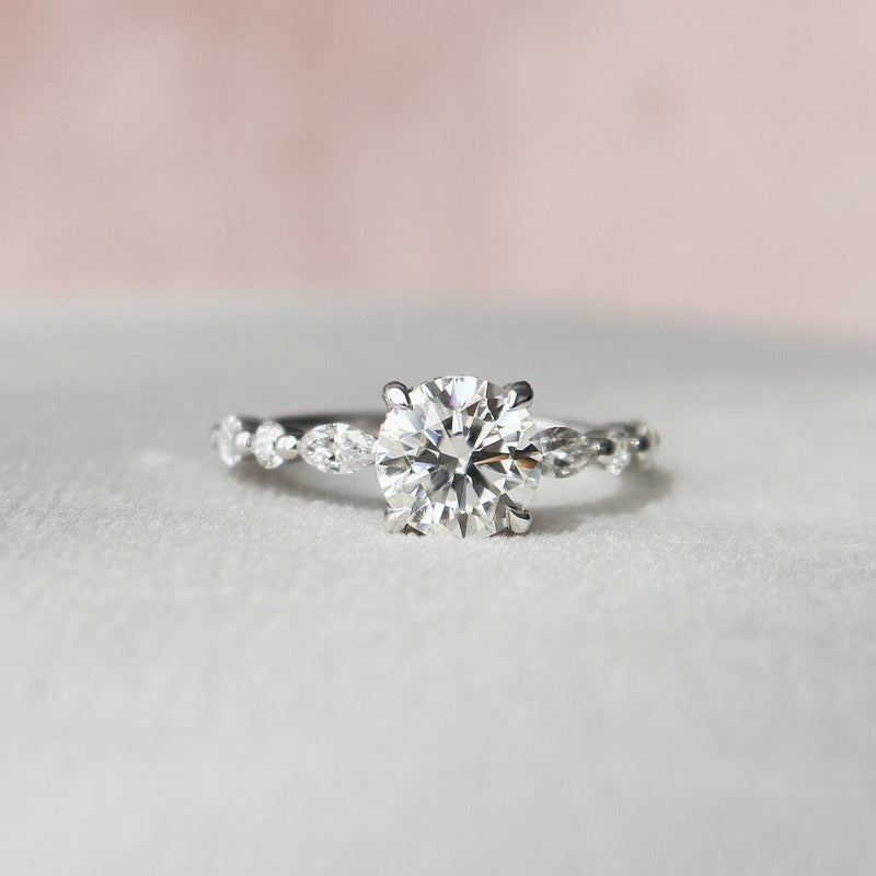 1.35 CT Round Brilliant Cut Moissanite Pave Style Engagement Ring