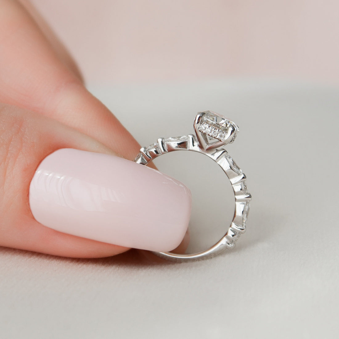 1.35 CT Round Brilliant Cut Moissanite Pave Style Engagement Ring