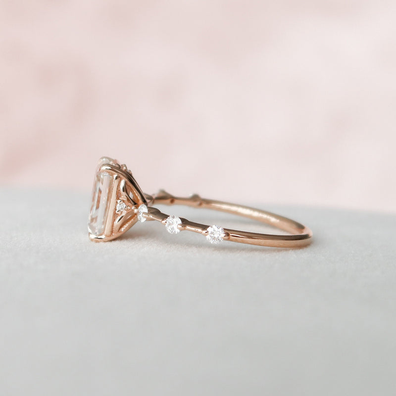 2.20CT Emerald Moissanite Solitaire Dainty Style Diamond Engagement Ring