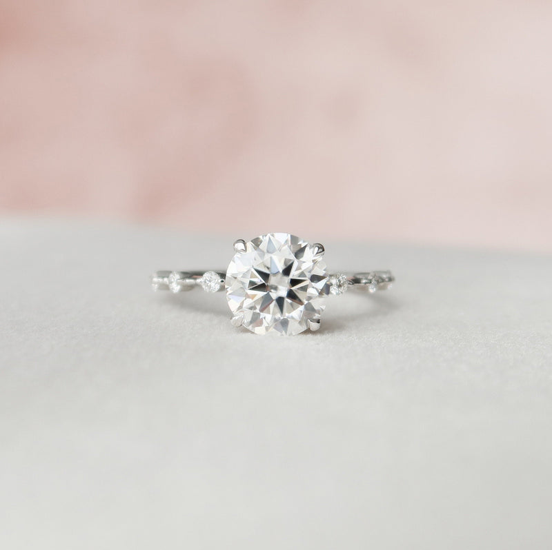 2.0CT Round Moissanite Solitaire Dainty Style Diamond Engagement Ring