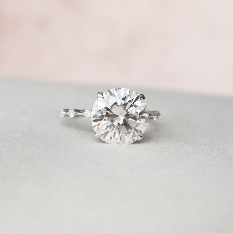 4.0CT Round Moissanite Solitaire Dainty Style Engagement Ring