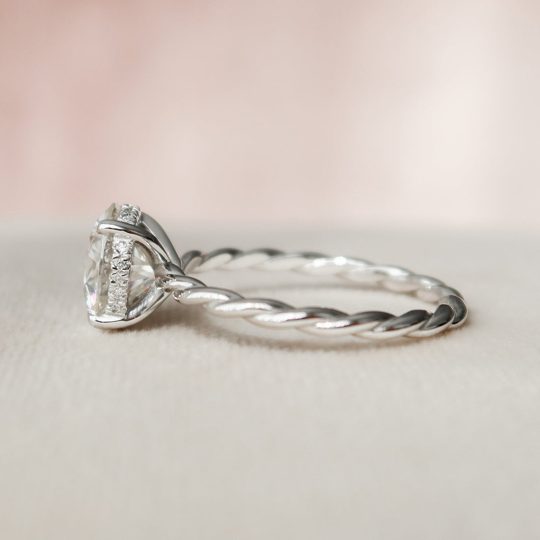 2.50CT Round Moissanite Solitaire Twisted Engagement Ring