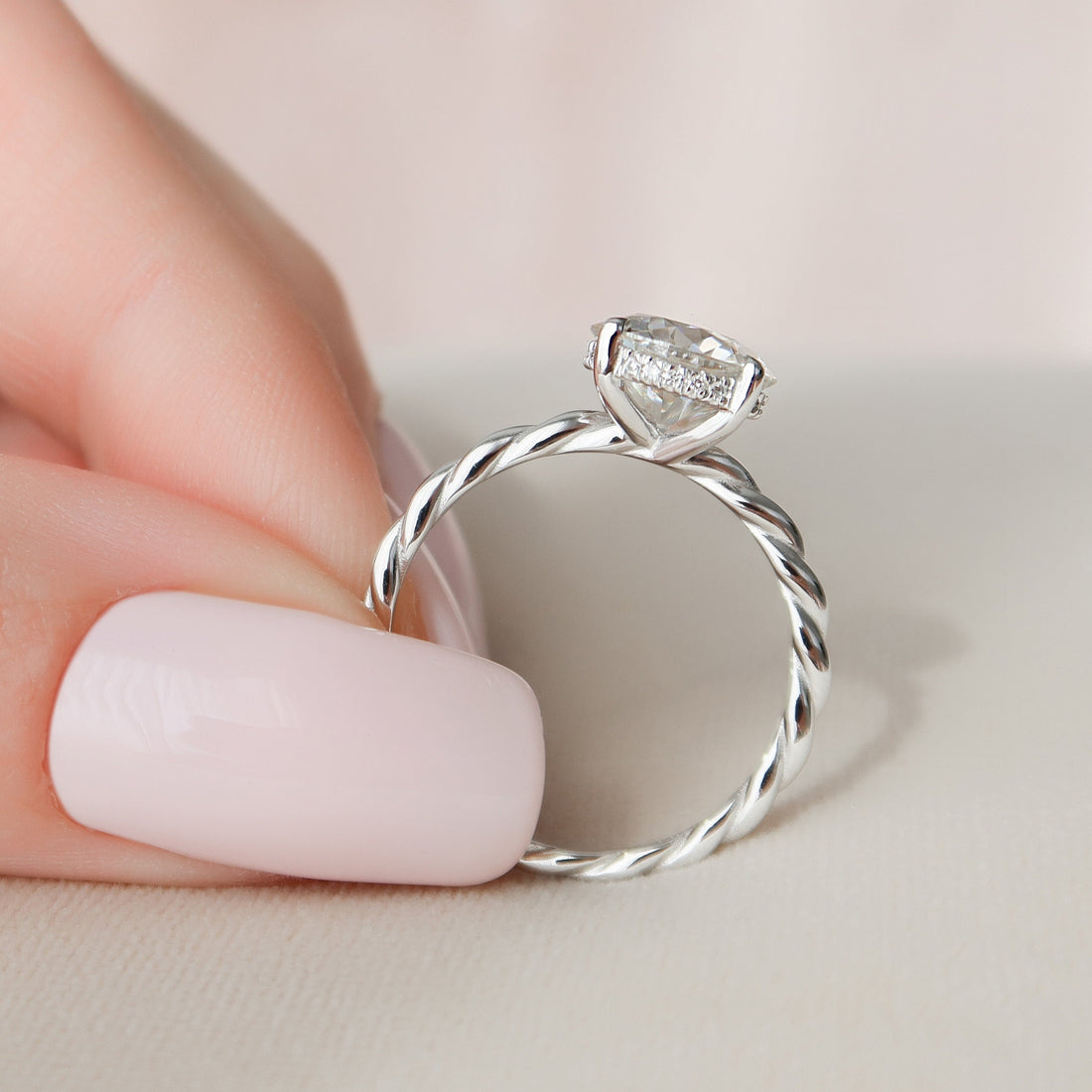 2.50CT Round Moissanite Solitaire Twisted Engagement Ring
