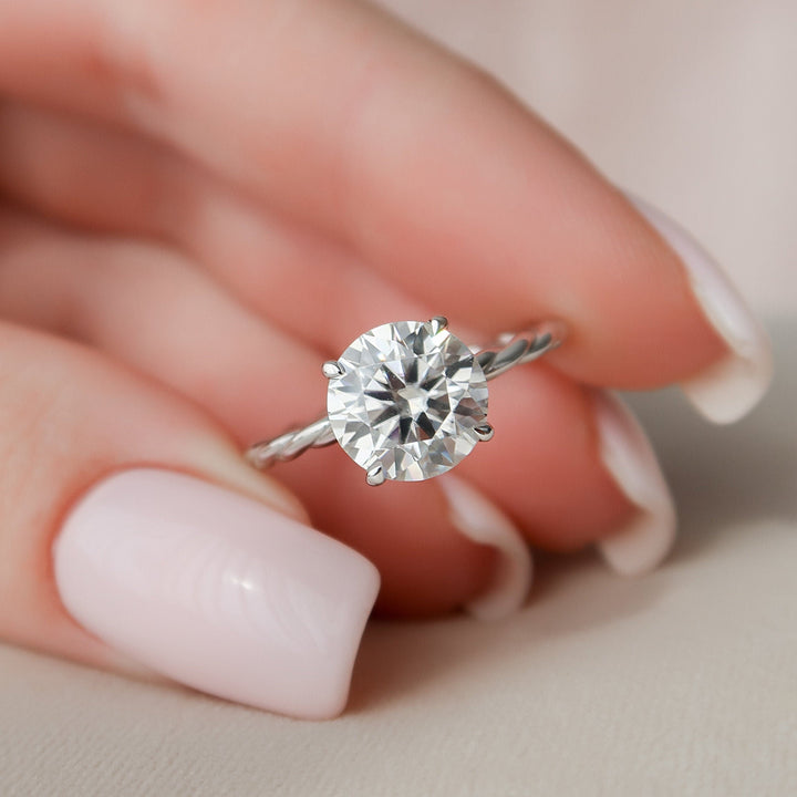 2.50CT Round Moissanite Solitaire Twisted Engagement Ring