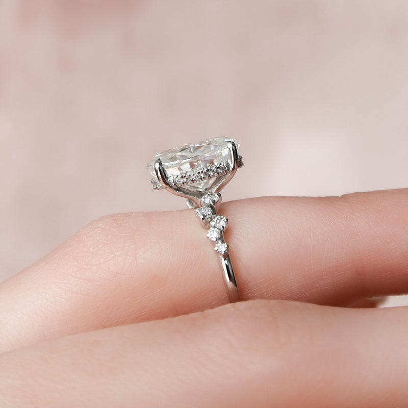 3.25 CT Oval Cut Moissanite Cluster Pave Diamond Engagement Ring