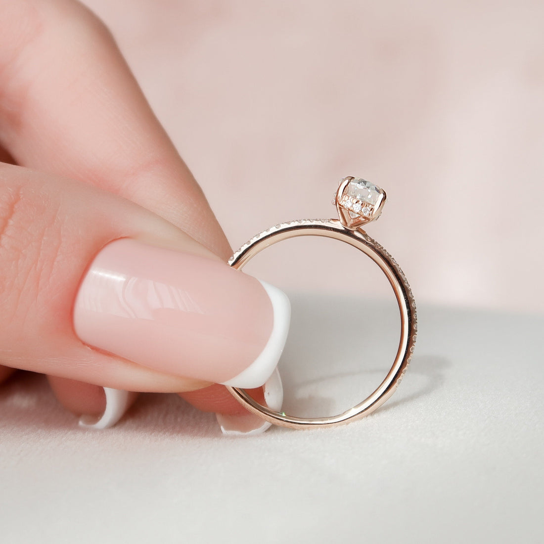 1.25 CT Oval Cut Moissanite Hidden Halo Style Engagement Ring