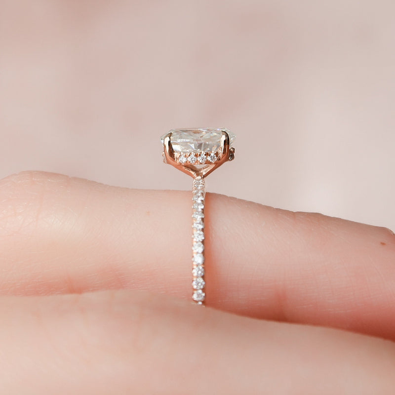 1.25 CT Oval Cut Moissanite Hidden Halo Style Engagement Ring