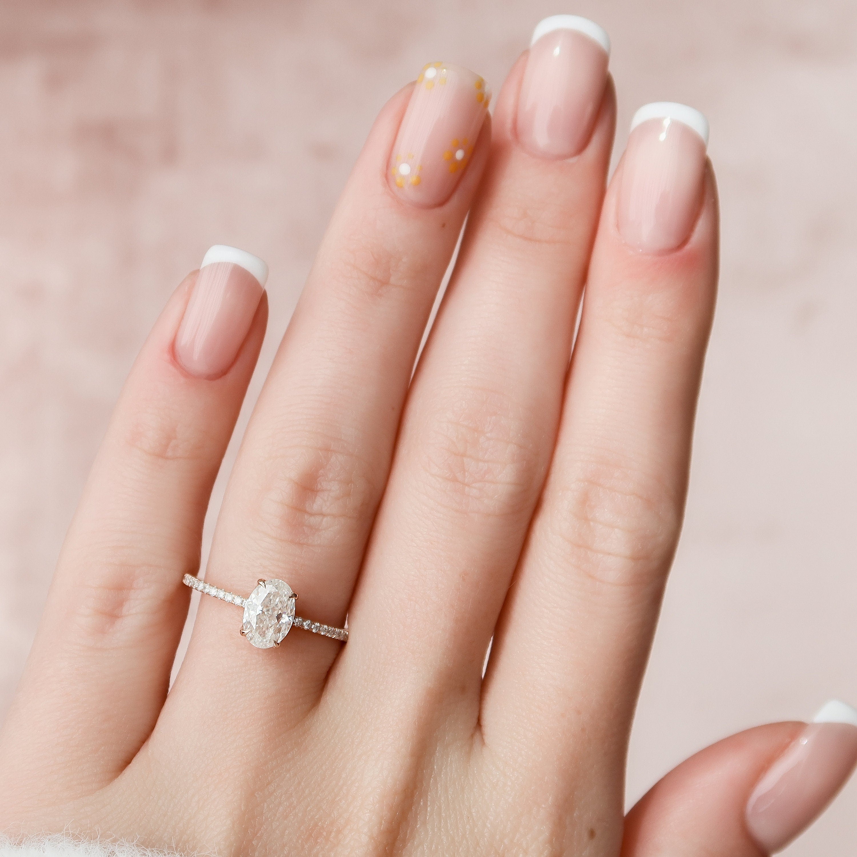 1.25 CT Oval Cut Moissanite Hidden Halo Style Engagement Ring