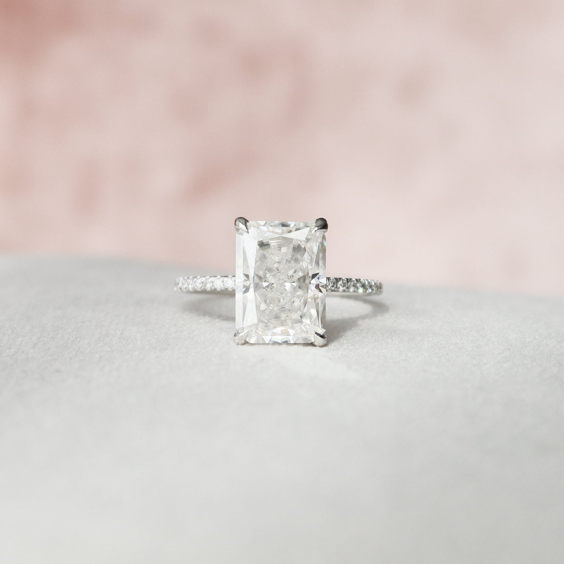 4.50Ð¡T Radiant Moissanite Hidden Halo Pave Setting Engagement Ring