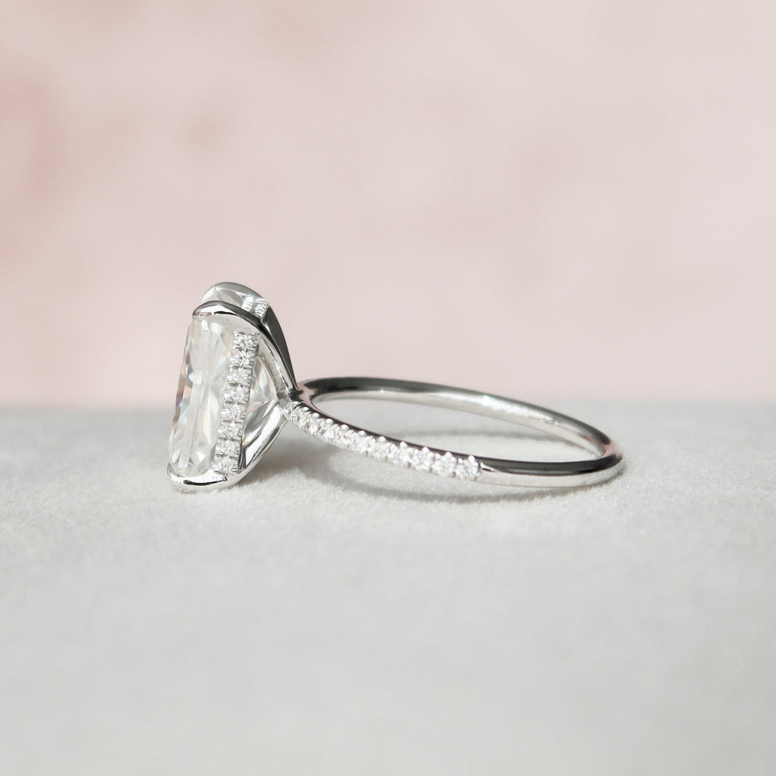 4.50Ð¡T Radiant Moissanite Hidden Halo Pave Setting Engagement Ring