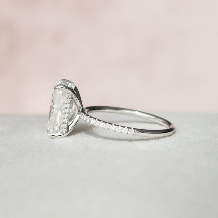 4.50Ð¡T Radiant Moissanite Hidden Halo Pave Setting Engagement Ring