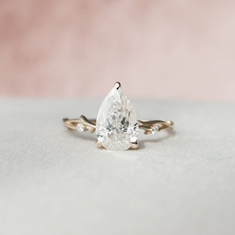 2.03 CT Pear Moissanite Nature Inspired Twig Style Engagement Ring