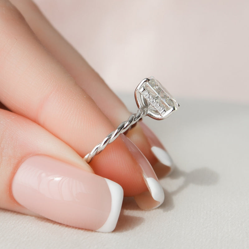 2.50CT Radiant Moissanite Solitaire Twisted Engagement Ring