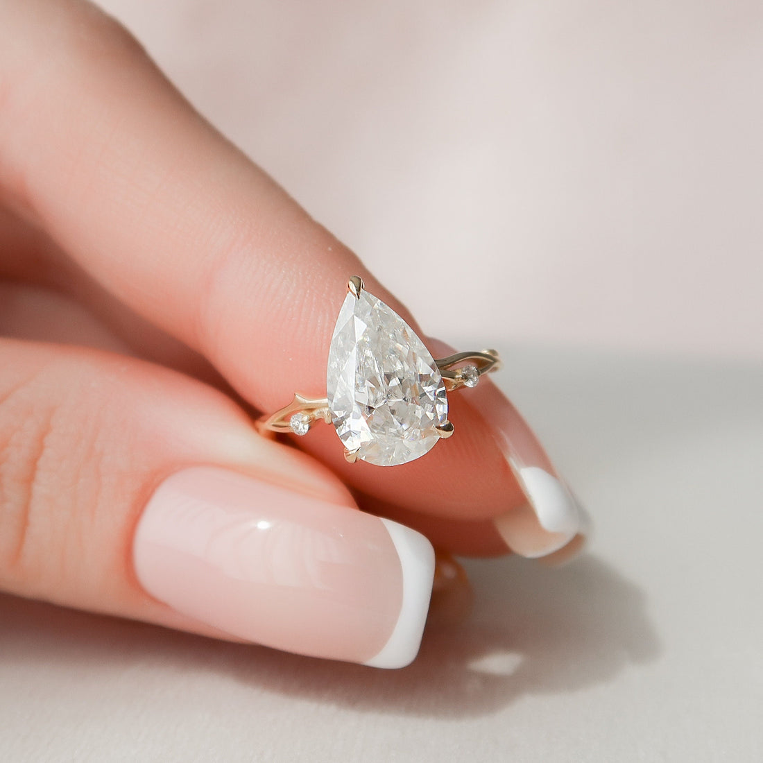 2.50CT Pear Cut Nature Inspired Twig Style Moissanite Engagement Ring
