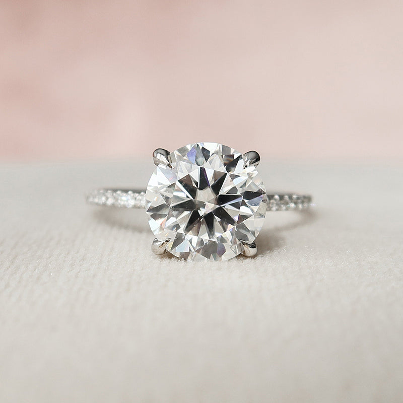 2.50CT Round Moissanite Hidden Halo Pave Setting Diamond Engagement Ring