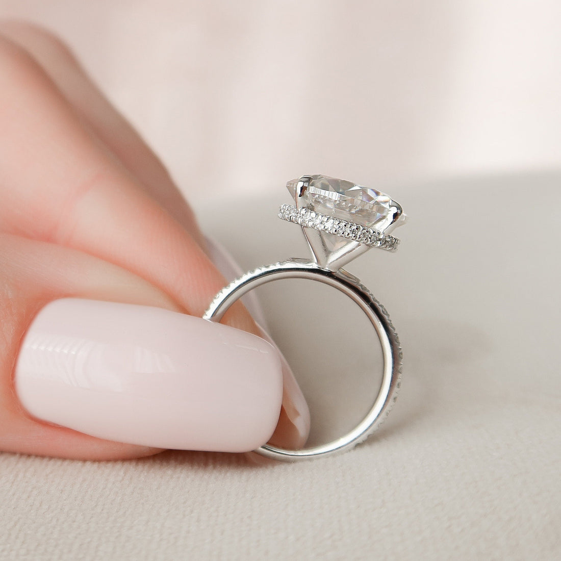 4.50CT Round Moissanite Hidden Halo Pave Setting Engagement Ring