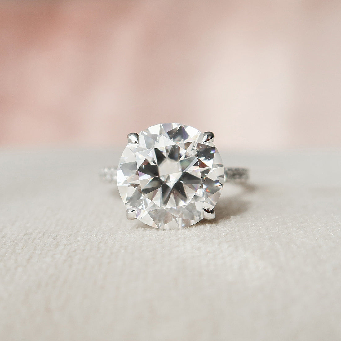 4.50CT Round Moissanite Hidden Halo Pave Setting Engagement Ring