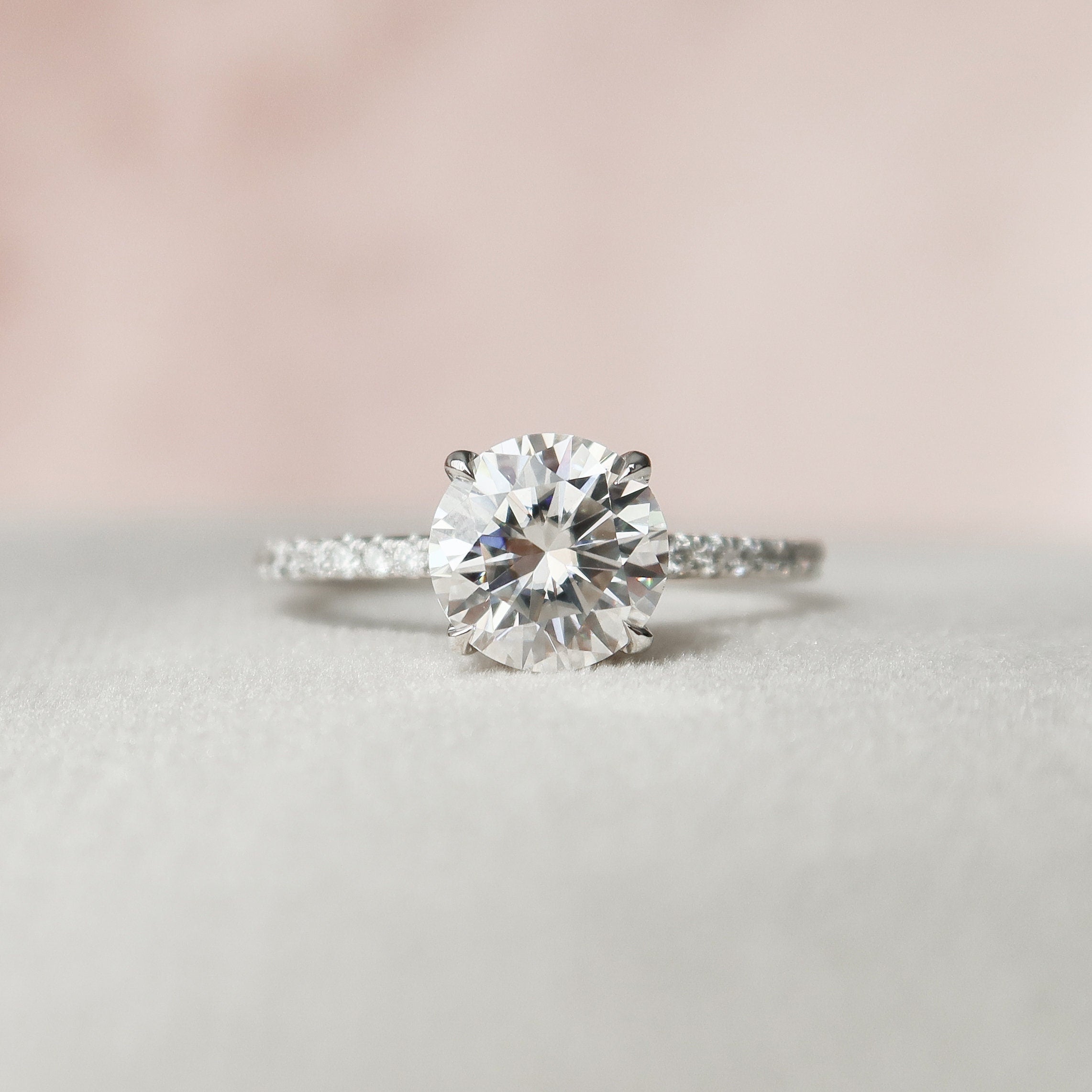 1.50CT Round Cut Hidden Halo Moissanite Engagement Ring